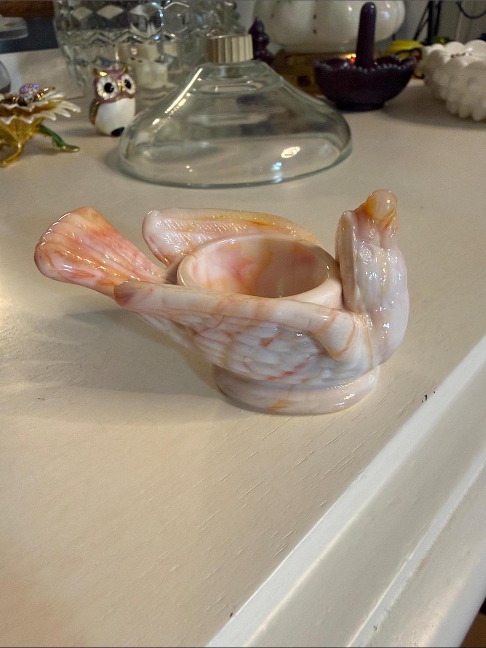 Degenhart bird with berry open salt cellar - vintage